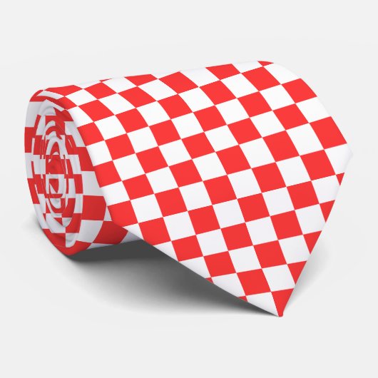 Cravate Classic visual red checkerboard  (Roulé)