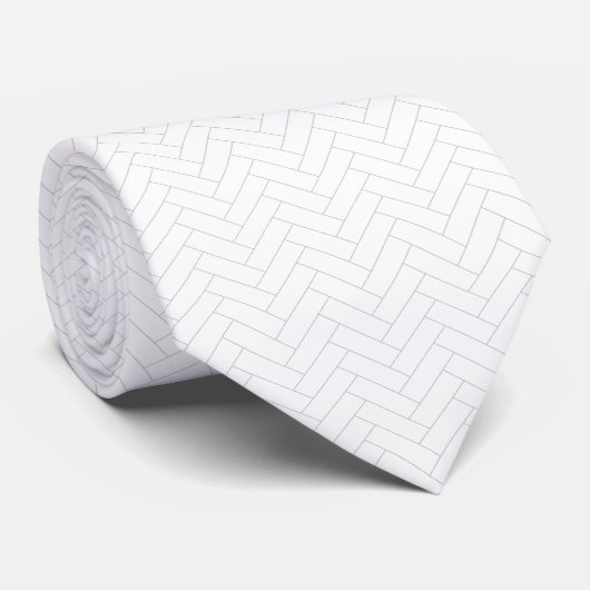 Cravate Classic White Gray Herringbone Pattern (Roulé)