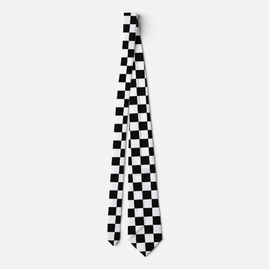 Cravate Classic White with Black Square Pattern Neck Tie (Dos)