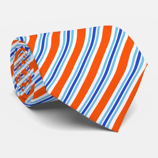 Cravate Classique Bleu Blanc Orange Hollandais Motif (Roulé)