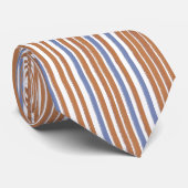 Cravate Classique Bleu Et Tan Brown À Grilles (Roulé)