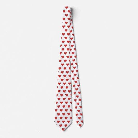 Cravate Classique Chic Cœur Rouge sur Fond Blanc (Devant)