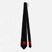 Cravate Classique Fleur de Rose Rouge Noir (Devant)