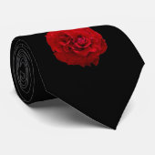 Cravate Classique Fleur de Rose Rouge Noir (Roulé)