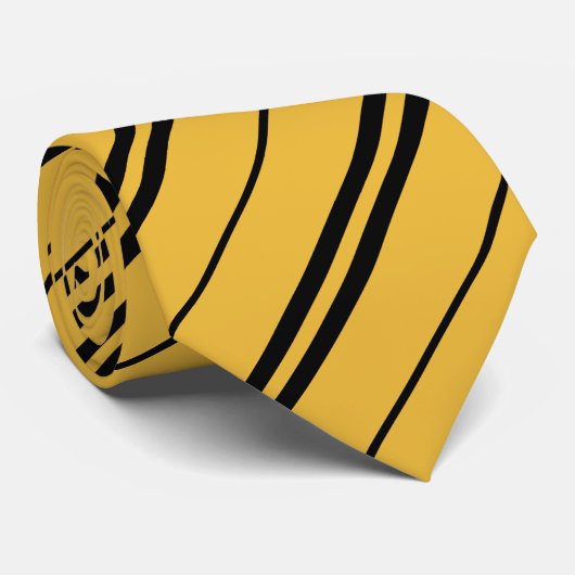 Cravate Classique Jaune Noir Stripes Motif (Roulé)