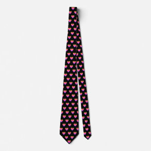 Cravate Classique Mignon Chic Arc-en-ciel Ombre Cœurs Noir