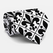 Cravate Classique noir et blanc de Fleur de Lis French (Roulé)