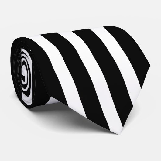 Cravate classique noir et blanc rayé élégant (Roulé)