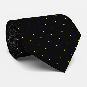 Cravate classique noire et jaune vif à pois pour l