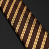 Cravate Classique rayures diagonales marron et or
