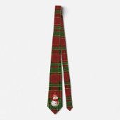Cravate Classique Rouge Rouge Vert Or Tartan Snowman (Devant)