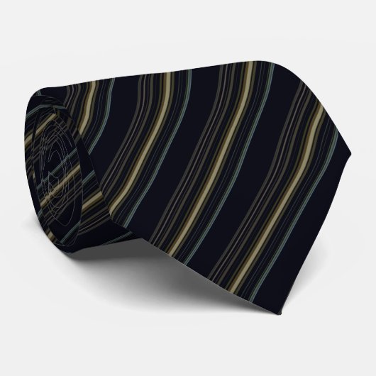 Cravate Classy Navy et Gold Stripes (Roulé)