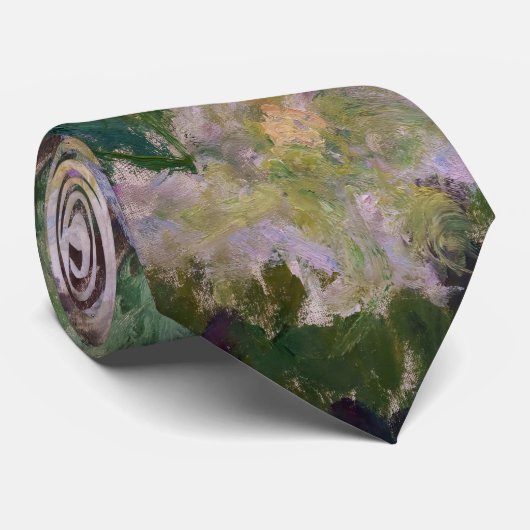 Cravate Claude Monet - Clematis blanc (Roulé)