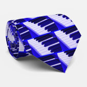Cravate Clavier de piano bleu (Roulé)