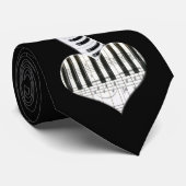 Cravate Clavier de piano de coeur (Roulé)