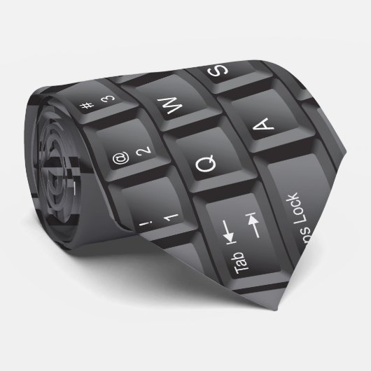 Cravate clavier noir geek (Roulé)