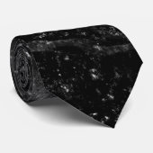 Cravate Clé brillante argent noir chic abstrait (Roulé)