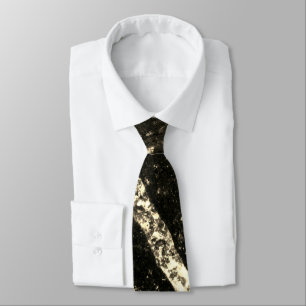Cravate Clé brillante or noir chic abstrait