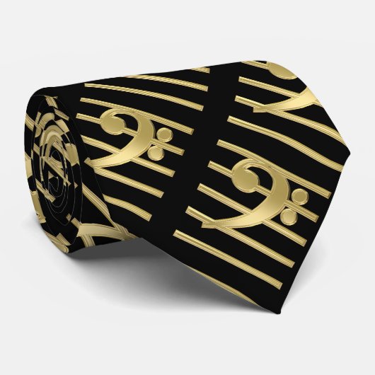 Cravate Clé de basse en or (Roulé)