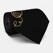Cravate Clé de Sol Notes de Musique Noire Élégante (Roulé)