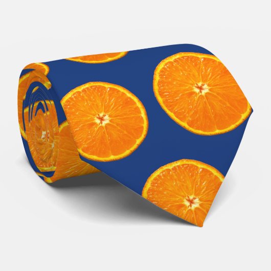 Cravate Clementines on Blue (Roulé)