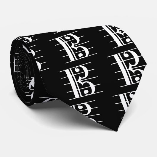 Cravate Clés Alto Blanc-Noir (Roulé)