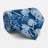 Cravate Cliff Hanger Hawaii Monstera Leaf Indigo Blue (Roulé)
