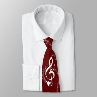 Cravate Climacic G Clef Music Rouge