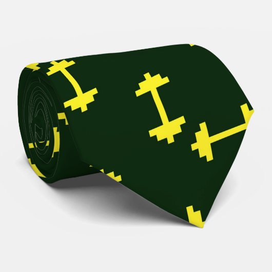 Cravate Cloches jaunes sur vert (Roulé)