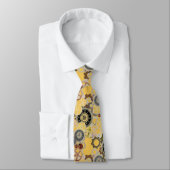 Cravate Clockwork Steampunk motif jaune (Attaché)