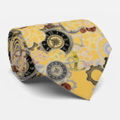Cravate Clockwork Steampunk motif jaune (Roulé)