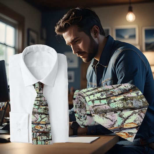 Cravate Close-up scene of birch log stumps, rustic charm