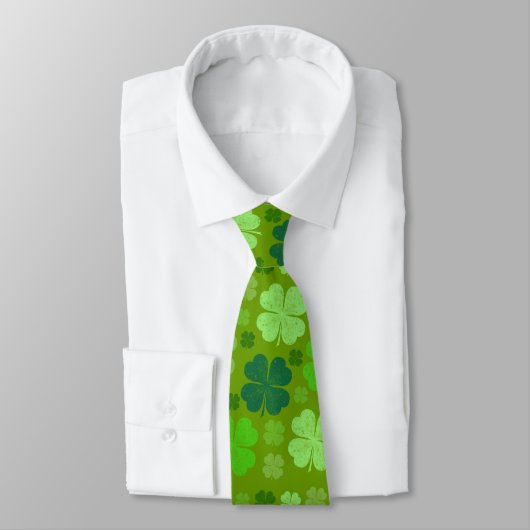 Cravate Clovers verts, Lucky Clovers, Saint Patrick's Day (Attaché)