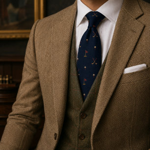 Cravate Club de golf Old Money Tweed Harengue Navy