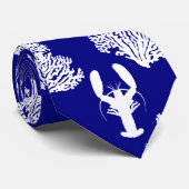 Cravate Coastal Blue White Lobster Pattern (Roulé)