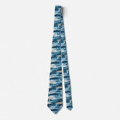 Cravate Coastal Sailboat Waves Nautical Pattern (4) (Devant)