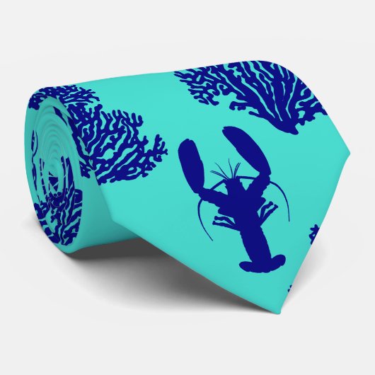 Cravate Coastal Turquoise Blue Lobster Pattern (Roulé)