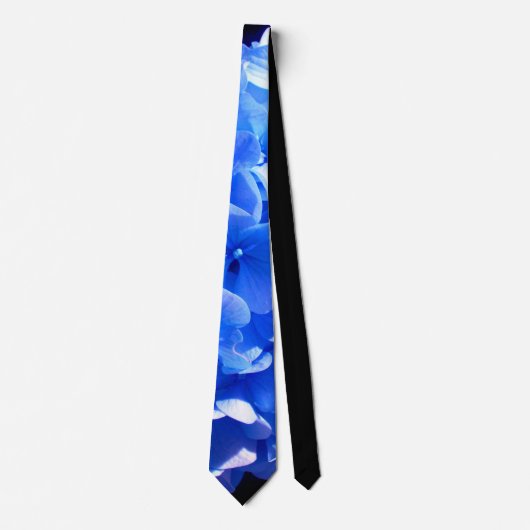 Cravate Cobalt bleu floral élégant bleu hydrangées (Devant)