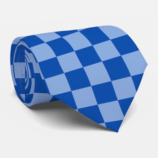 Cravate Cobalt Blue Checkerboard (Roulé)
