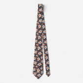 Cravate Cobalt Blues Fleurs d'oeufs Monogramme (Devant)