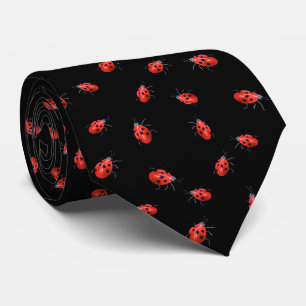 Cravate Coccinelles rouges sur fond noir