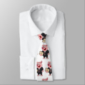 Cravate Cochon amusant en costume d'affaires dessin animé (Attaché)