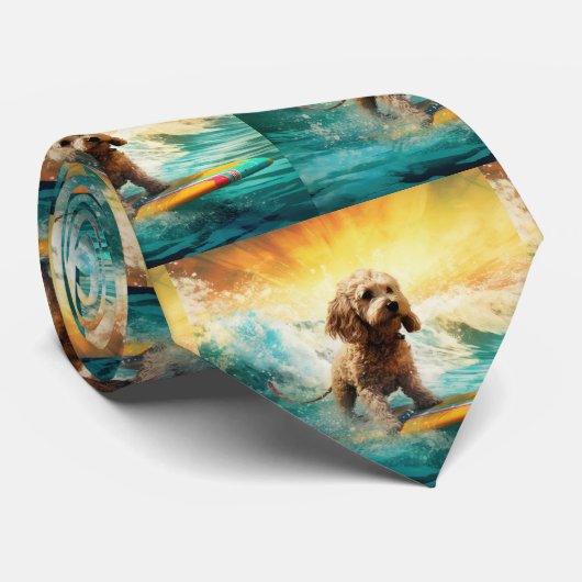 Cravate Cockapoo Beach Surf Paining (Roulé)