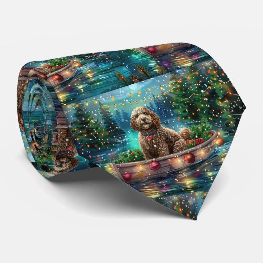 Cravate Cockapoo Christmas Festive Voyage (Roulé)
