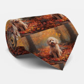 Cravate Cockapoo dans les feuilles d'automne qui tombent i (Roulé)