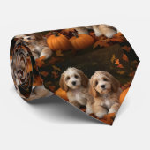 Cravate Cockapoo Puppy Citrouille d'automne (Roulé)