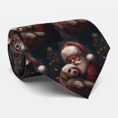Cravate Cockapou avec Noël Festif du Père Noël (Roulé)