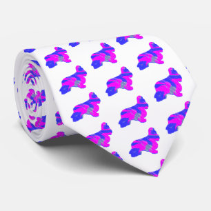 Cravate Cocker Chien Espagnol Rose Bleu Silouette Blanc Co