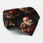 Cravate Cocker Spaniel avec Noël Festif du Père Noël (Roulé)