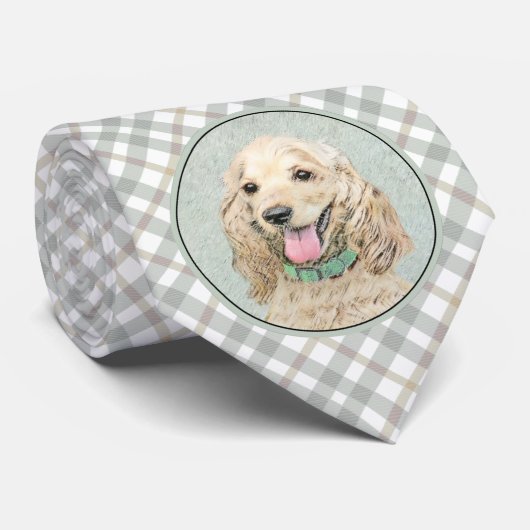 Cravate Cocker Spaniel Buff Peinture - Art Chien original (Roulé)